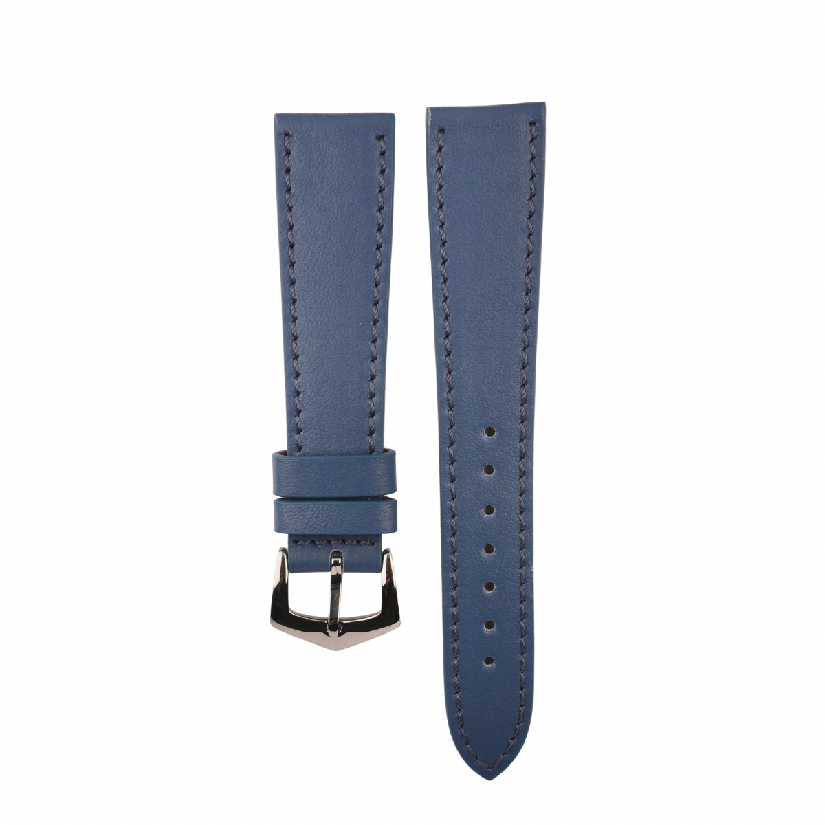 Denim Calfskin Leather Watch Strap Sides Stitches