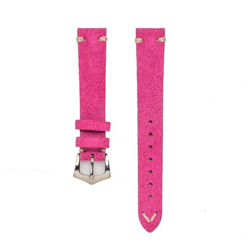 Fuchsia Suede Vintage Leather Watch Strap - Suede strap- Milano Straps