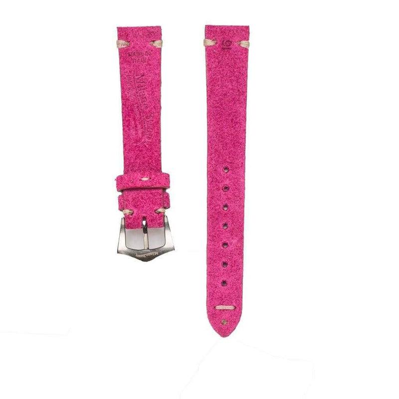 Fuchsia Suede Vintage Leather Watch Strap - Suede strap- Milano Straps