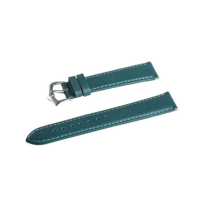 Green Saffiano Folded Edge Green Stitches Watch Strap - Leather strap- Milano Straps