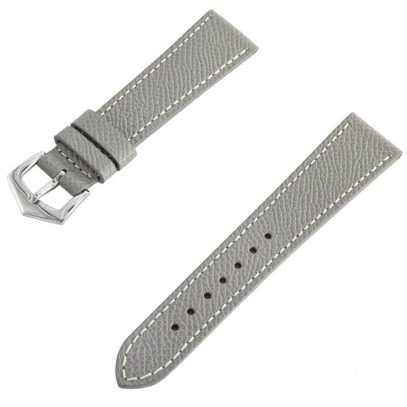 Grey Hammered Calfskin Ecru Stitches Watch strap - Leather strap- Milano Straps