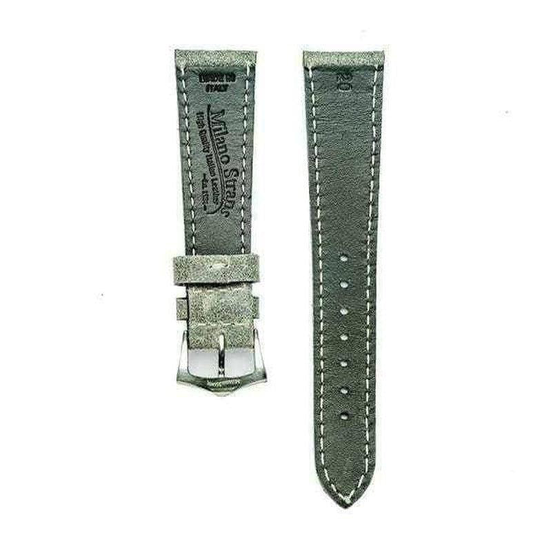Grey Leather Vintage Watch Band - Leather strap- Milano Straps