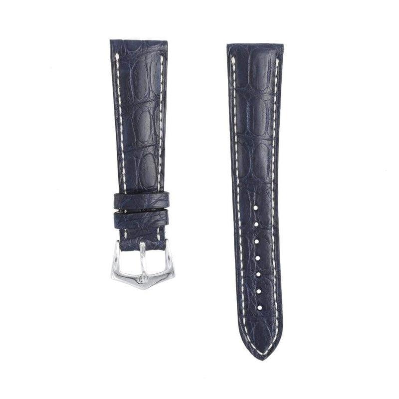 Hand-Sewn Matt Blue Caiman Watch Strap - Alligator Strap- Milano Straps