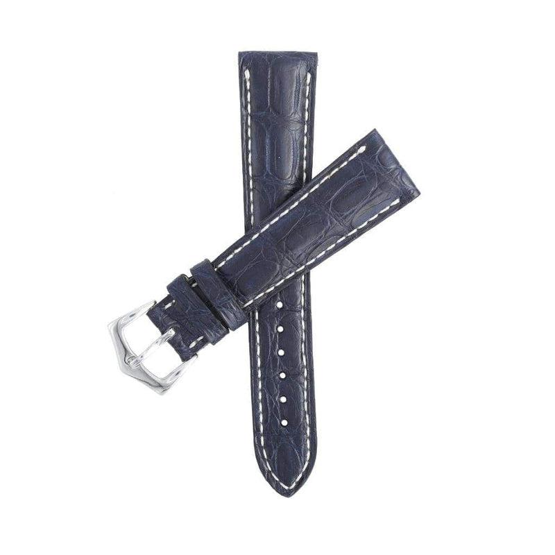Hand-Sewn Matt Blue Caiman Watch Strap - Alligator Strap- Milano Straps