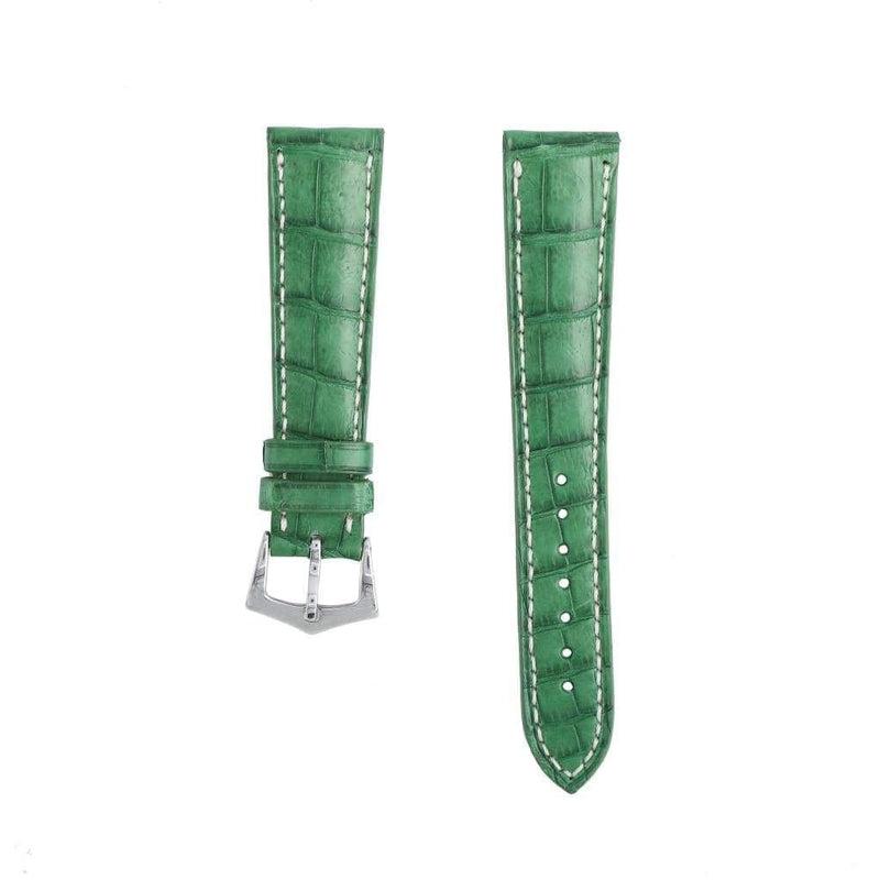 Hand-Sewn Matt Green Caiman Watch Strap - Alligator Strap- Milano Straps
