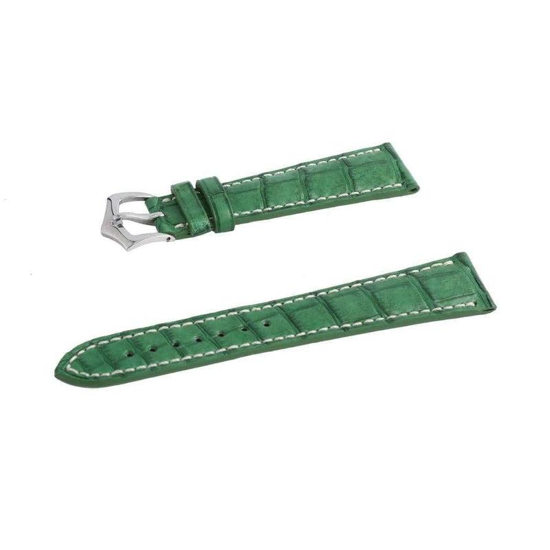 Hand-Sewn Matt Green Caiman Watch Strap - Alligator Strap- Milano Straps