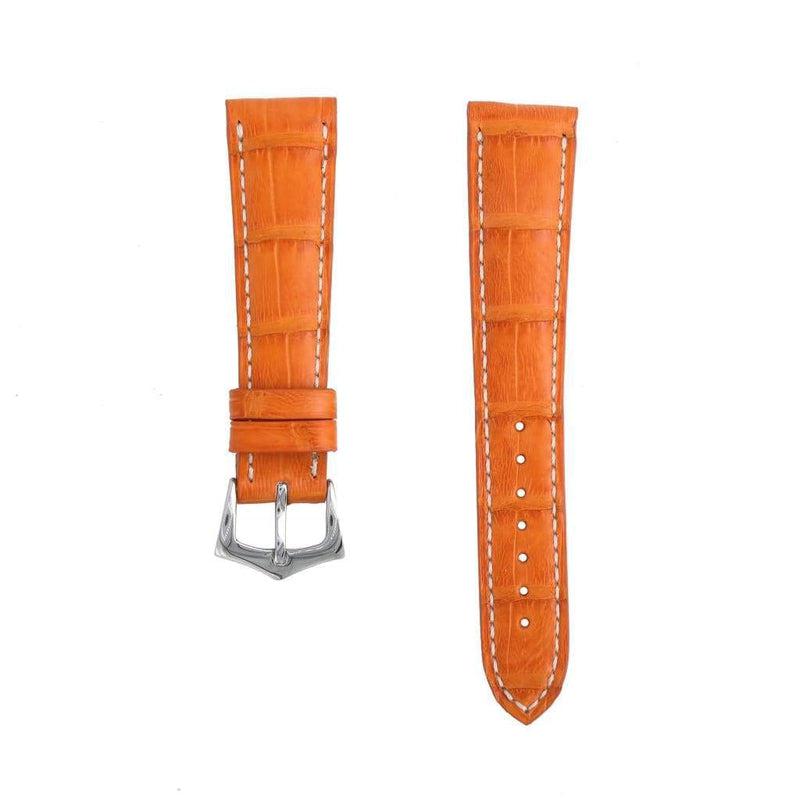 Hand-Sewn Matt Orange Caiman Watch Strap - Alligator Strap- Milano Straps