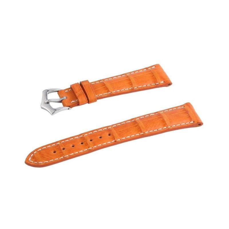 Hand-Sewn Matt Orange Caiman Watch Strap - Alligator Strap- Milano Straps
