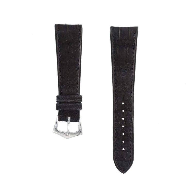Hand Stitches Black Alligator Nubuck Watch Strap - Alligator Strap- Milano Straps