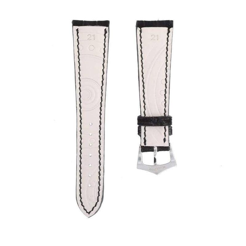 Hand Stitches Black Alligator Nubuck Watch Strap - Alligator Strap- Milano Straps