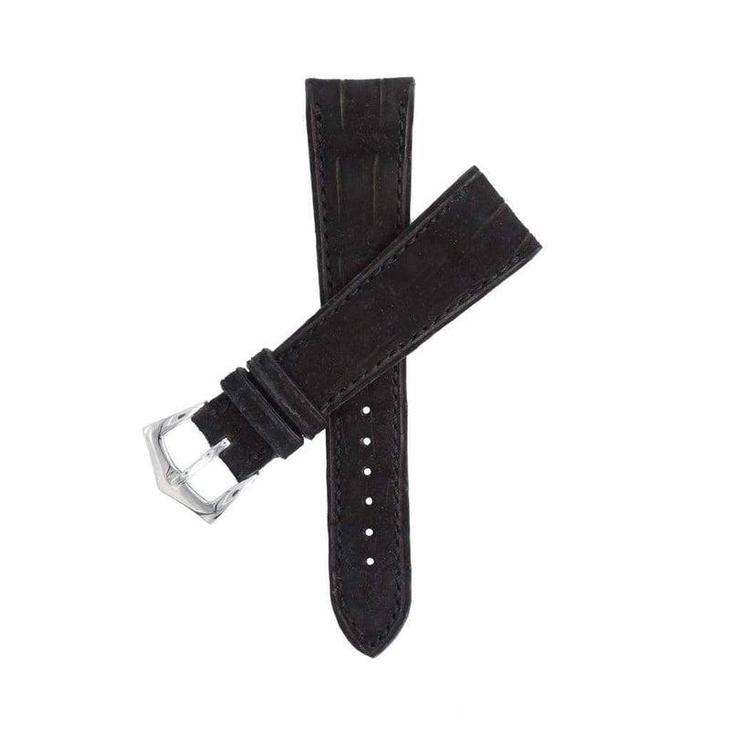 Hand Stitches Black Alligator Nubuck Watch Strap - Alligator Strap- Milano Straps