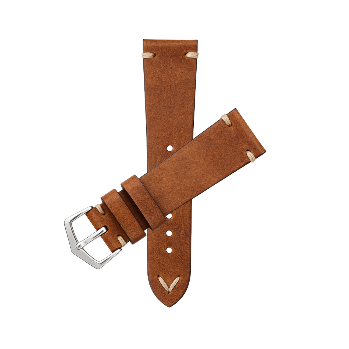 Hand Brushed Soft Caramel Cognac Vintage Leather watch Strap
