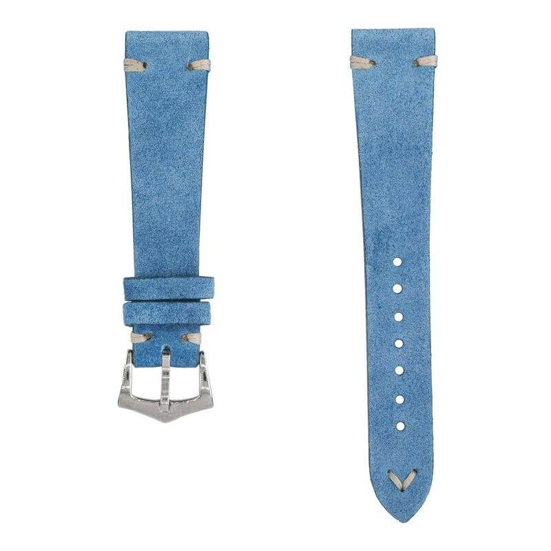 Light Blue Suede Vintage Leather Watch Strap - Suede strap- Milano Straps