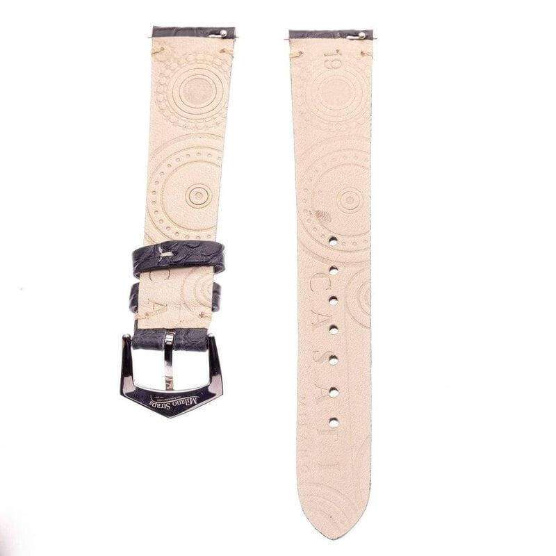 Matt Black Alligator Minimal Stitches Watch Strap - Alligator Strap- Milano Straps
