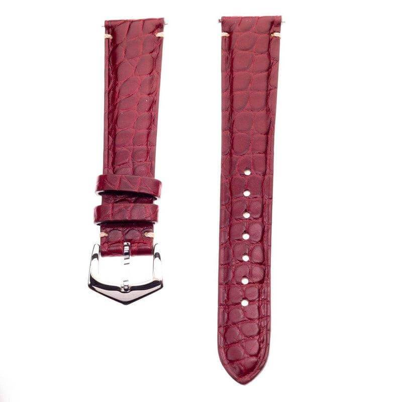 Matt Burgundy Alligator Minimal Stitches Watch Strap - Alligator Strap- Milano Straps