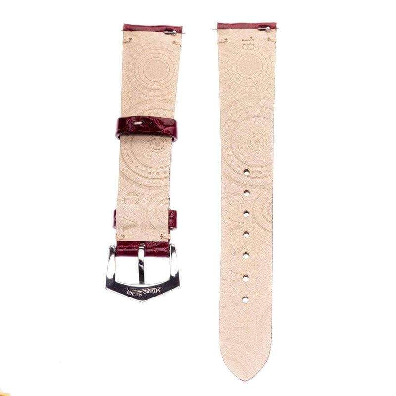 Matt Burgundy Alligator Minimal Stitches Watch Strap - Alligator Strap- Milano Straps