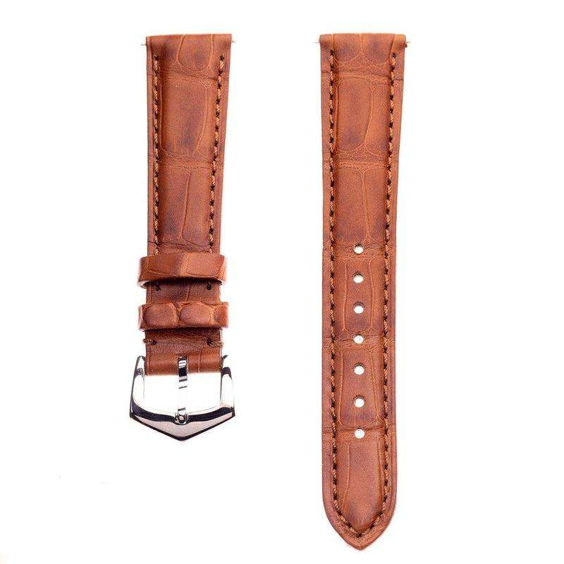 Matt Cognac Alligator Watch Strap - Alligator Strap- Milano Straps