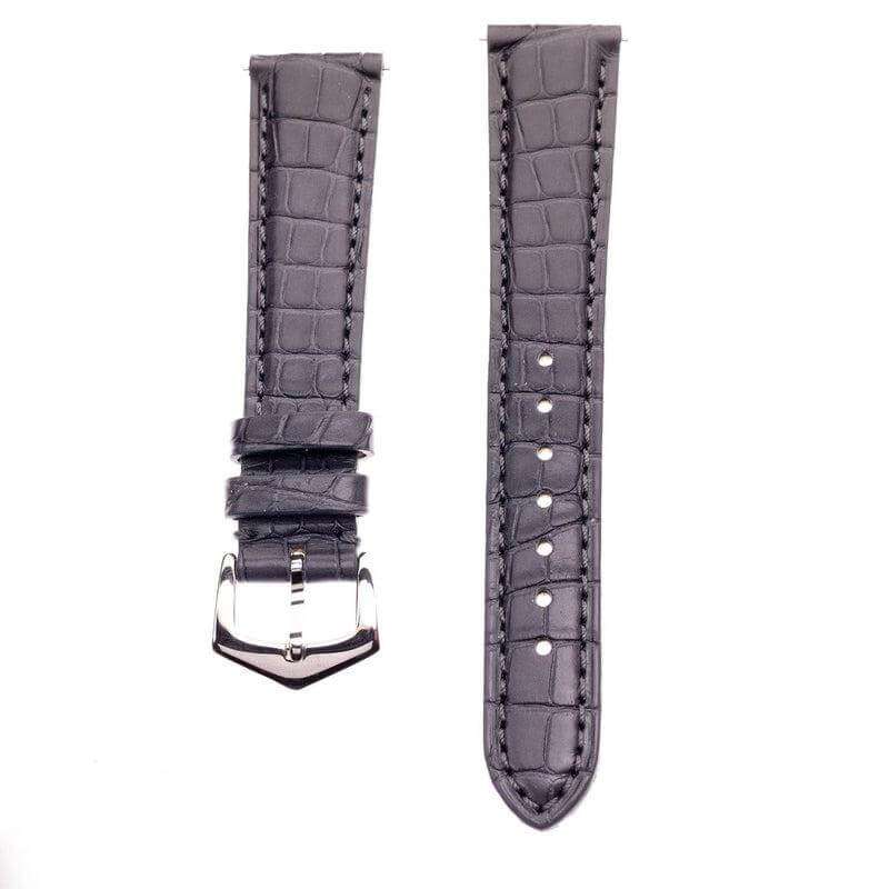 Matt Dark Grey Alligator Watch Strap - Alligator Strap- Milano Straps