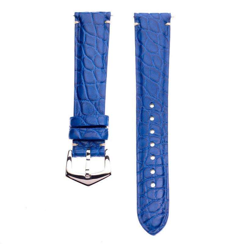 Matt Light Blue Alligator Minimal Stitches Watch Strap - Alligator Strap- Milano Straps