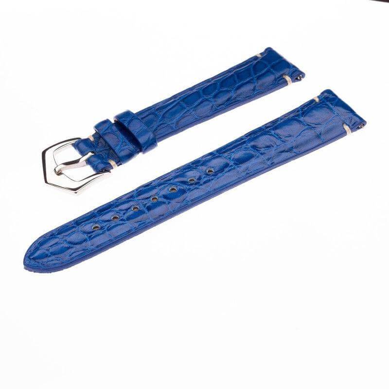 Matt Light Blue Alligator Minimal Stitches Watch Strap - Alligator Strap- Milano Straps