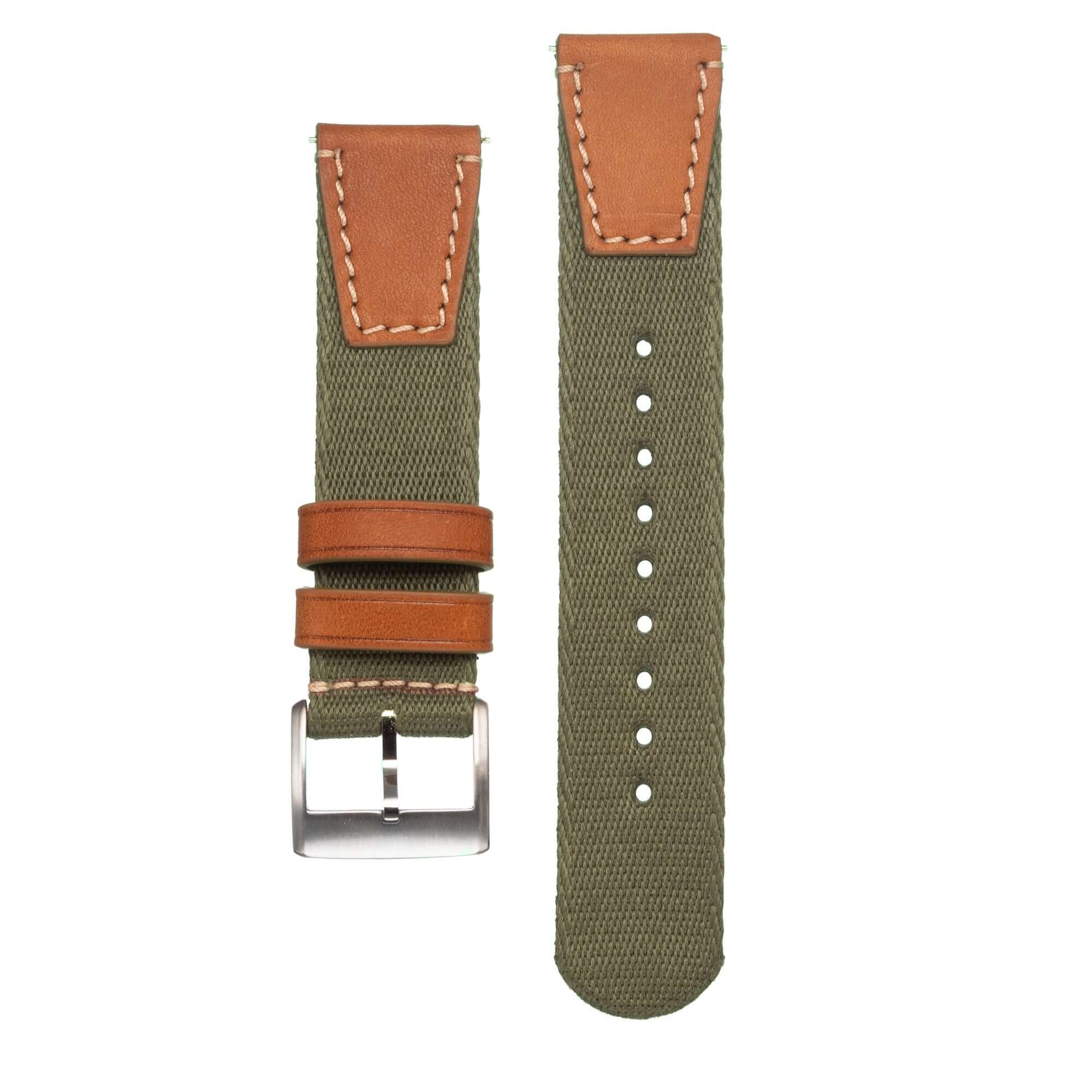 Military Green Two Piece Eco-Friendly Watch Strap - Military Watch Strap- Milano Straps