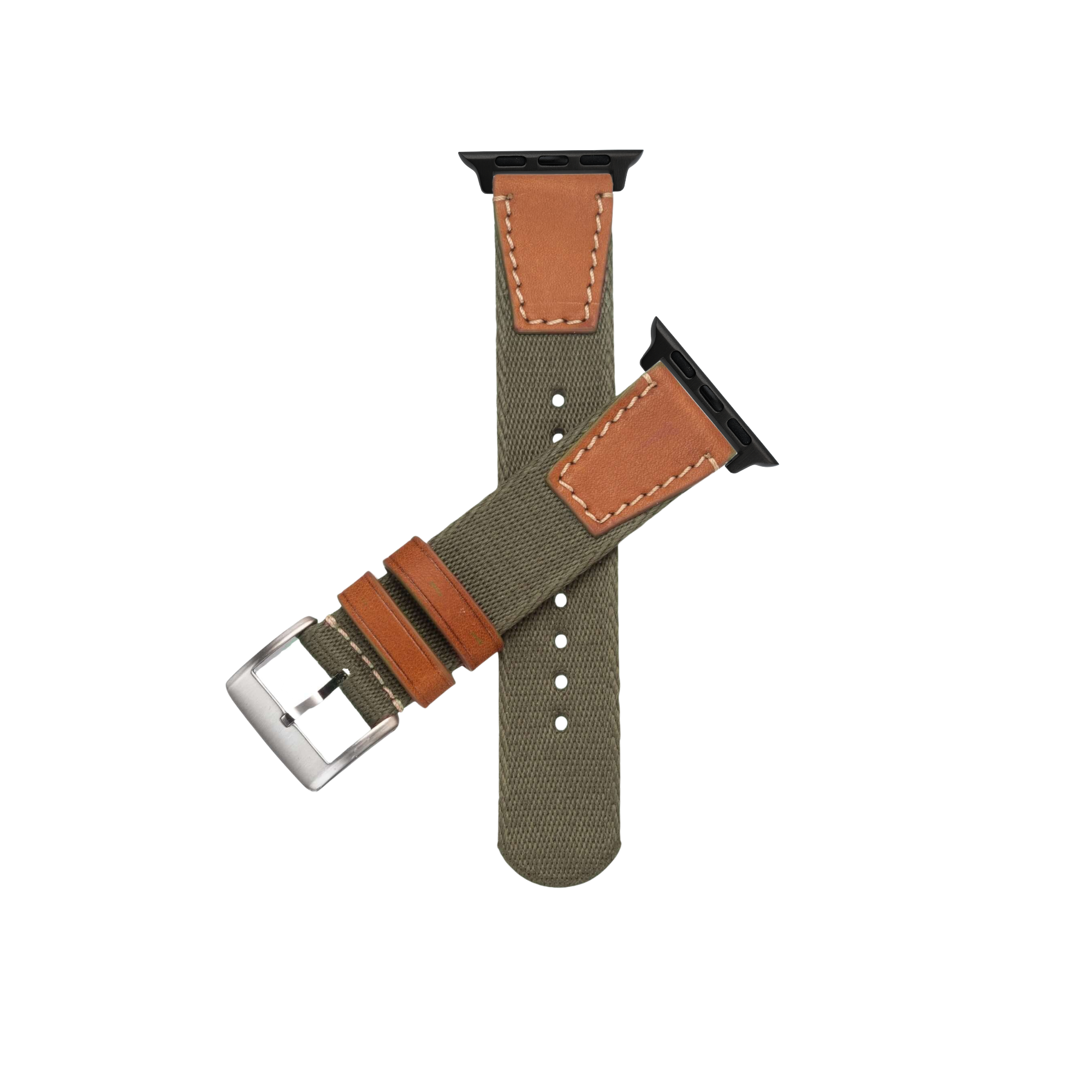 Apple Watch Leather Nylon Military Green Band