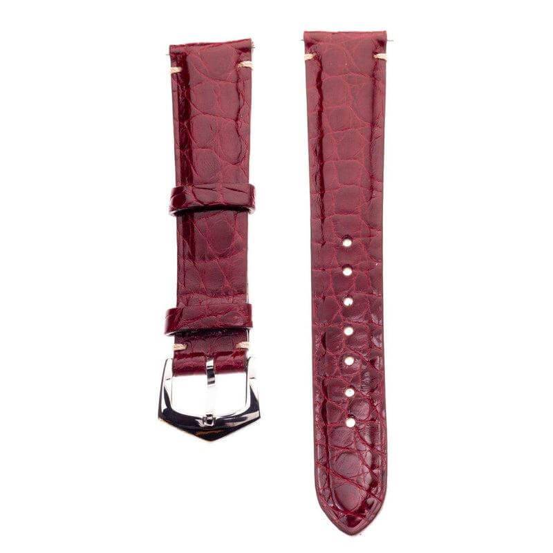 Millenium Burgundy Alligator Minimal Stitches Watch Strap - Alligator Strap- Milano Straps