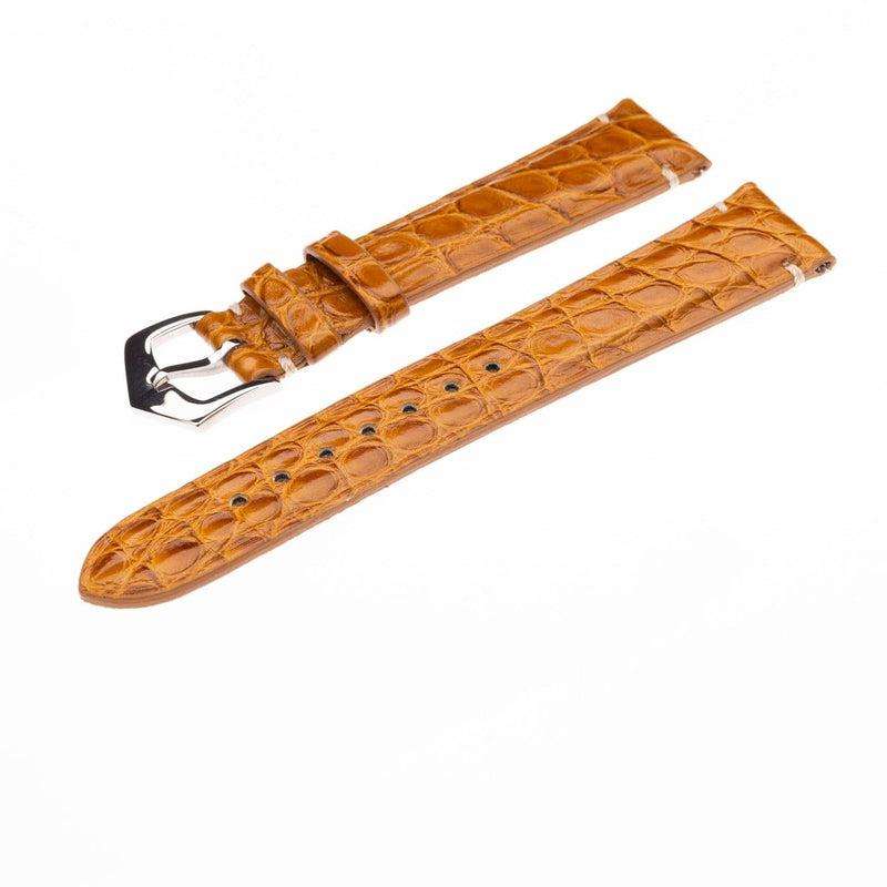 Millenium Cognac Alligator Minimal Stitches Watch Strap - Alligator Strap- Milano Straps
