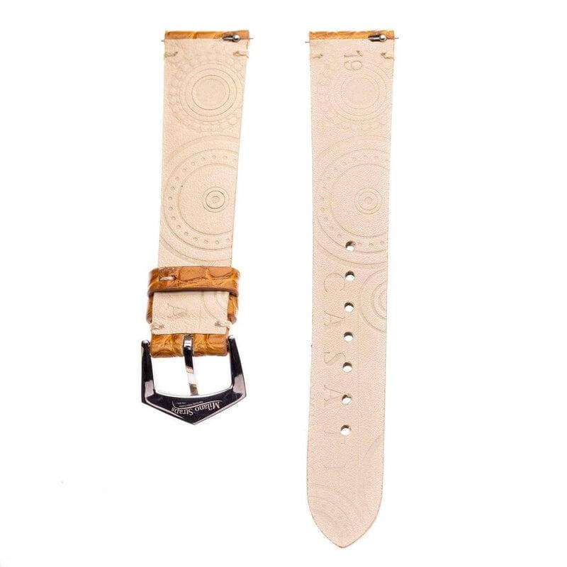 Millenium Cognac Alligator Minimal Stitches Watch Strap - Alligator Strap- Milano Straps