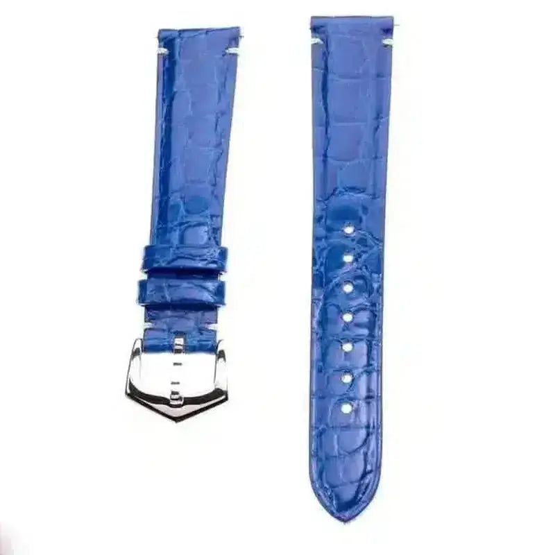 Millenium Light Blue Minimal Stitches Alligator Watch Strap - Alligator Strap- Milano Straps