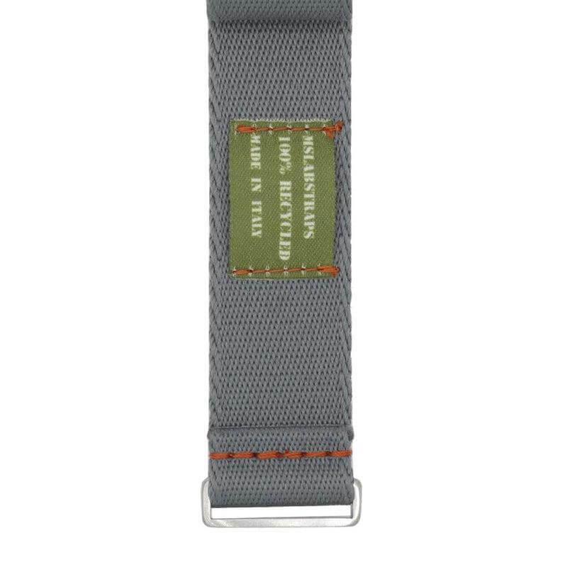 Eco-Friendly Nylon Military Watch Strap - Grey - Orange Stitches - Recycled Military Watch Straps- Milano Straps