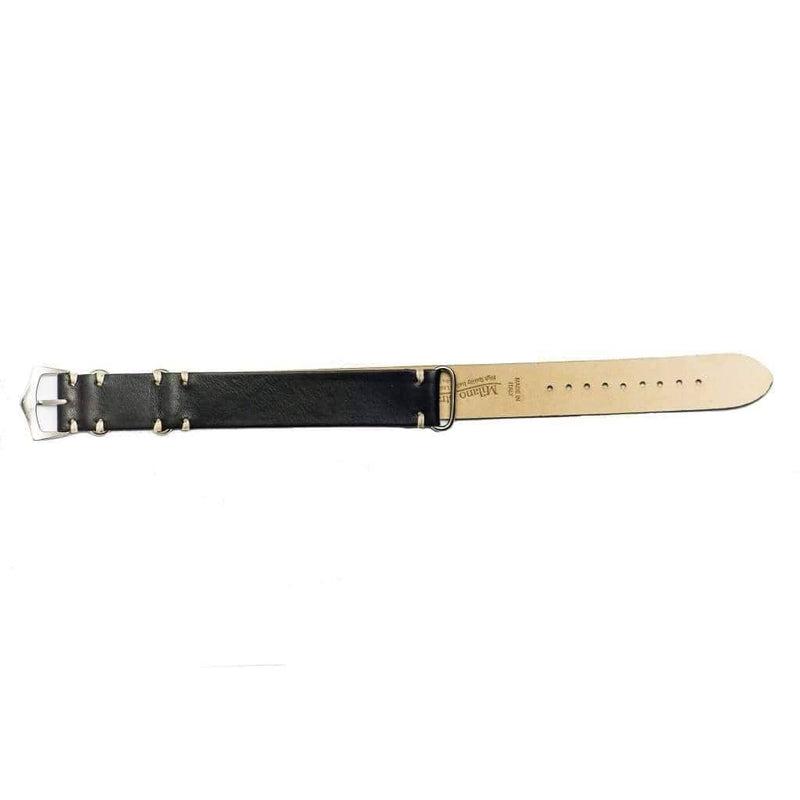 Military Leather  Black Italian Leather Strap - NATO Strap- Milano Straps