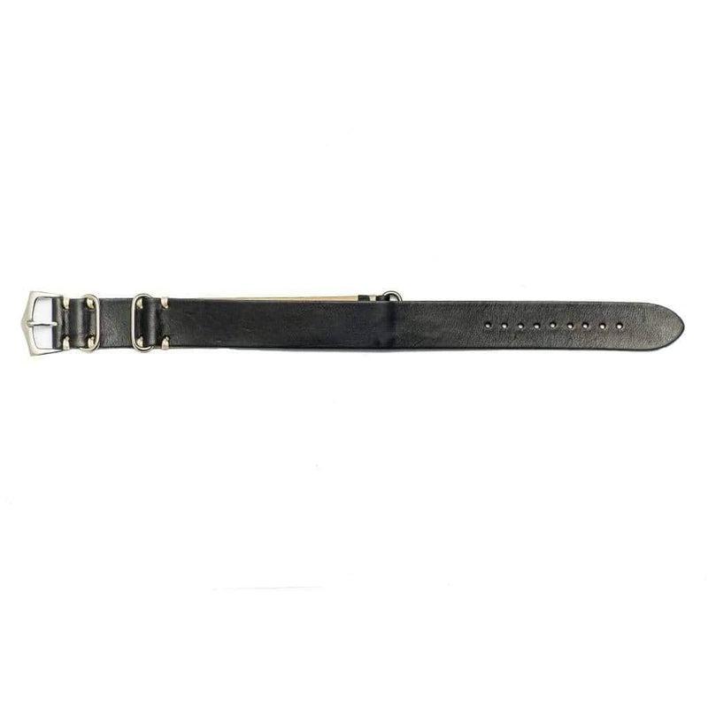 Military Leather  Black Italian Leather Strap - NATO Strap- Milano Straps