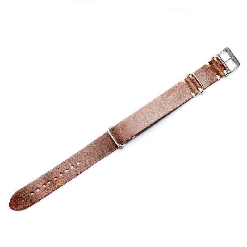 Military Leather  Brown Italian Watch Band - Military Watch Strap- Milano Straps