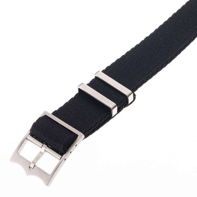 Eco-Friendly Nylon Military Watch Strap Watch Strap Black- Single Pass - Recycled Military Watch Straps- Milano Straps