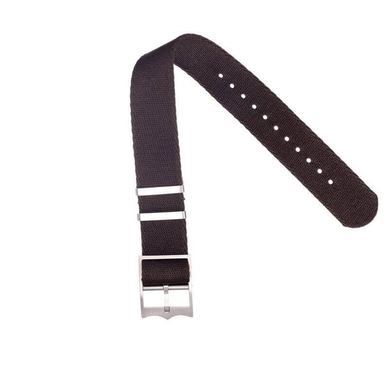 Eco-Friendly Nylon Military Watch Strap Watch Strap Black- Single Pass - Recycled Military Watch Straps- Milano Straps