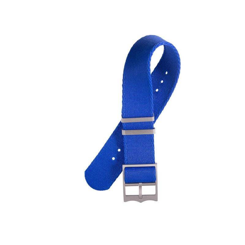 Eco-Friendly Nylon Military Watch Strap Blue - Single Pass - Recycled Military Watch Straps- Milano Straps