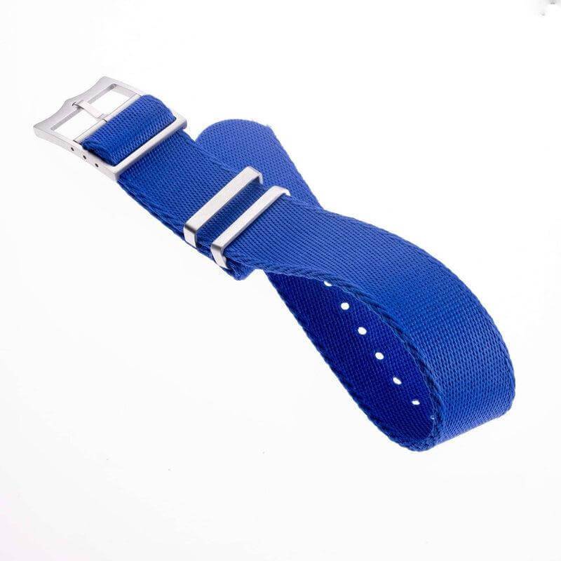 Eco-Friendly Nylon Military Watch Strap Blue - Single Pass - Recycled Military Watch Straps- Milano Straps