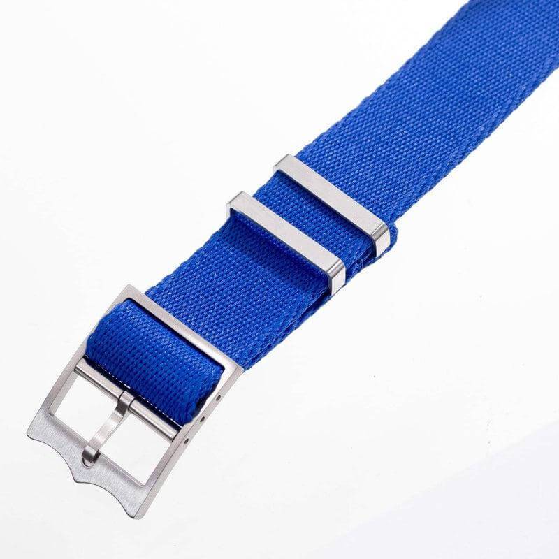Eco-Friendly Nylon Military Watch Strap Blue - Single Pass - Recycled Military Watch Straps- Milano Straps