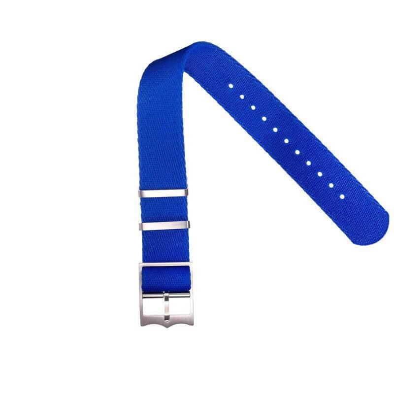 Eco-Friendly Nylon Military Watch Strap Blue - Single Pass - Recycled Military Watch Straps- Milano Straps