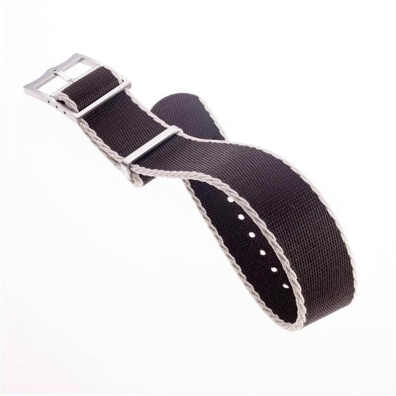 Eco-Friendly Nylon Military Watch Strap Brown Ecru- Single Pass - Recycled Military Watch Straps- Milano Straps