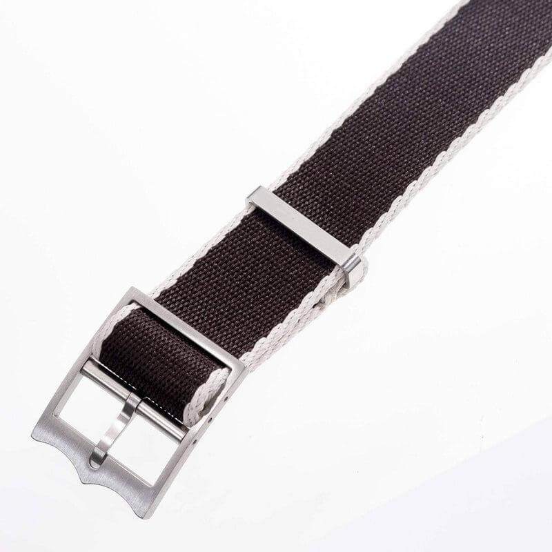 Eco-Friendly Nylon Military Watch Strap Brown Ecru- Single Pass - Recycled Military Watch Straps- Milano Straps