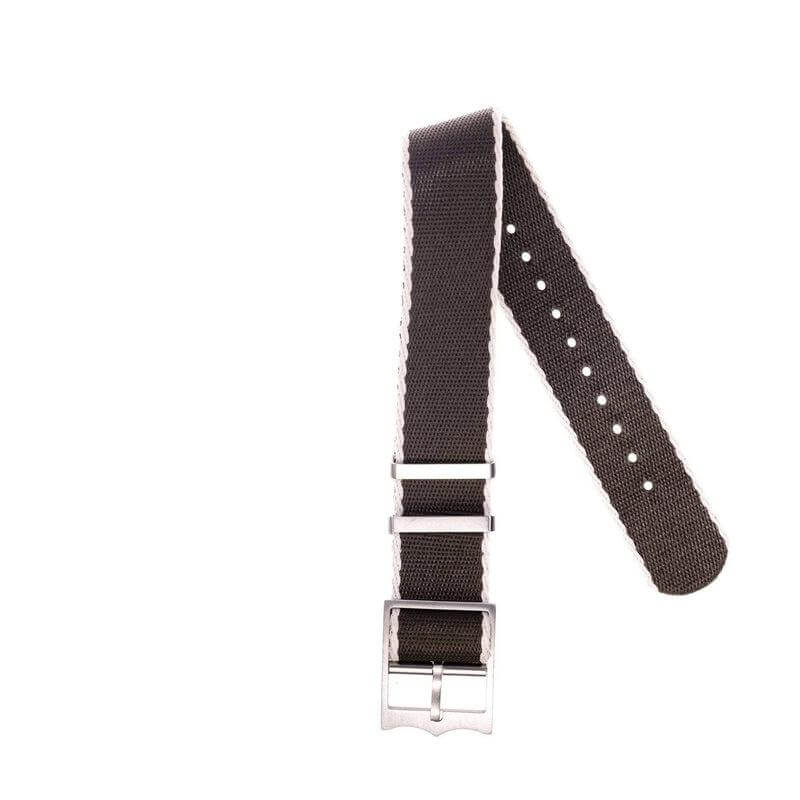 Eco-Friendly Nylon Military Watch Strap Brown Ecru- Single Pass - Recycled Military Watch Straps- Milano Straps