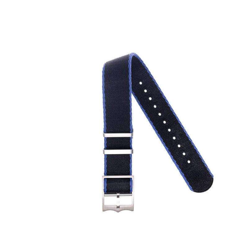 Eco-Friendly Nylon Military Watch Strap Brown - Light Blue - Single Pass - Recycled Military Watch Straps- Milano Straps