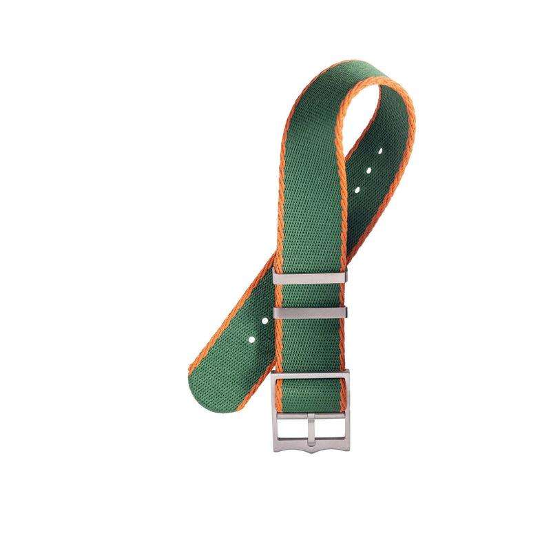 Eco-Friendly Nylon Military Watch Strap Green Red- Single Pass - Recycled Military Watch Straps- Milano Straps