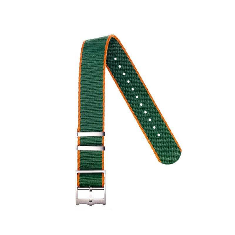 Eco-Friendly Nylon Military Watch Strap Green Red- Single Pass - Recycled Military Watch Straps- Milano Straps