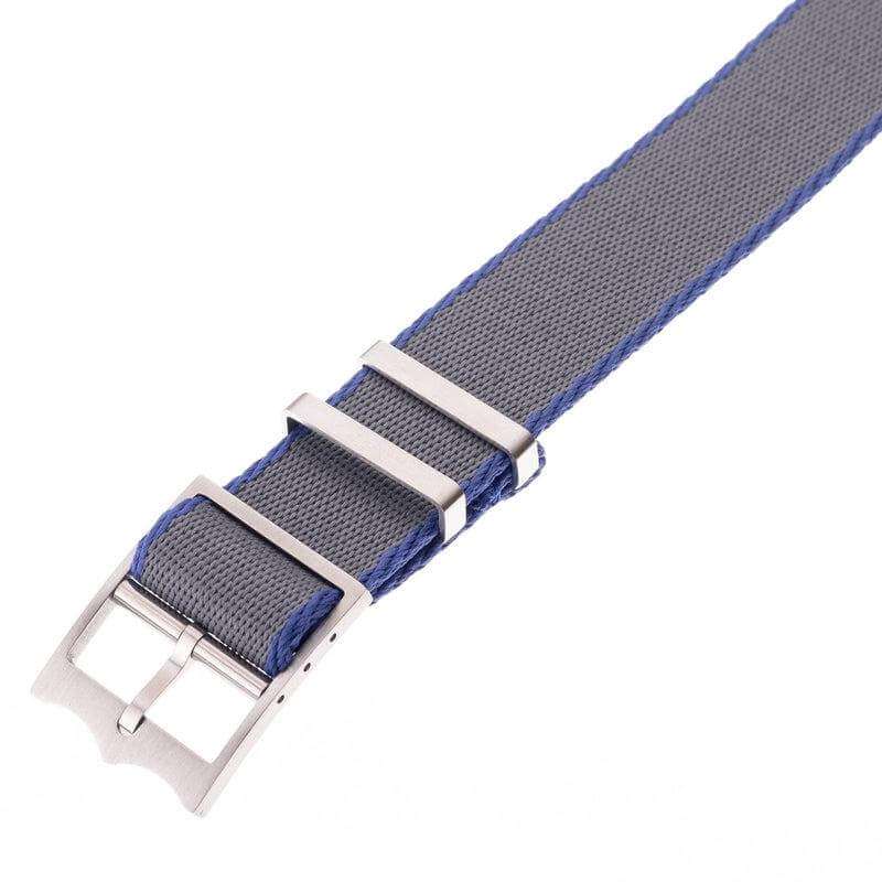 Eco-Friendly Nylon Military Watch Strap Grey - Blue - Single Pass - Recycled Military Watch Straps- Milano Straps