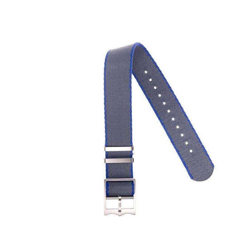 Eco-Friendly Nylon Military Watch Strap Grey - Blue - Single Pass - Recycled Military Watch Straps- Milano Straps
