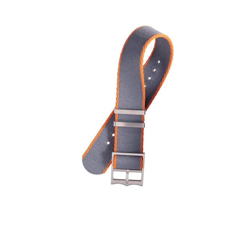 Eco-Friendly Nylon Military Watch Strap Grey-Orange - Single Pass - Recycled Military Watch Straps- Milano Straps