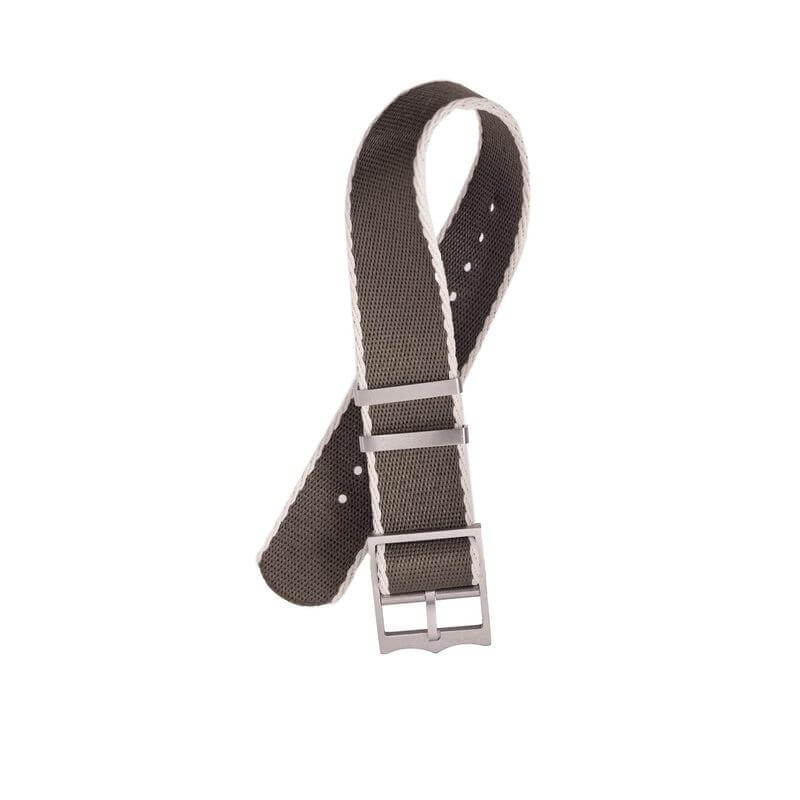 Eco-Friendly Nylon Military Watch Strap Military Green - Ecru- Single Pass - Recycled Military Watch Straps- Milano Straps